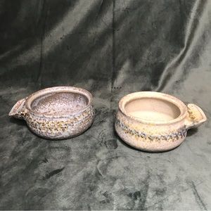 Studio Pottery Stoneware Small Pot Jar Light Brown Grey Handmade Art Pottery